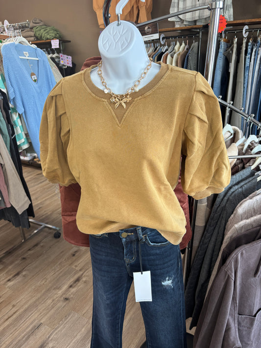 Pleated Sleeve Sweatshirt-2 Colors