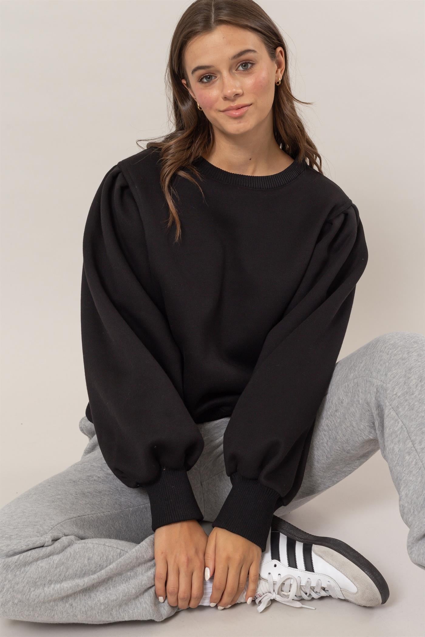 Black Balloon Sleeve Crew