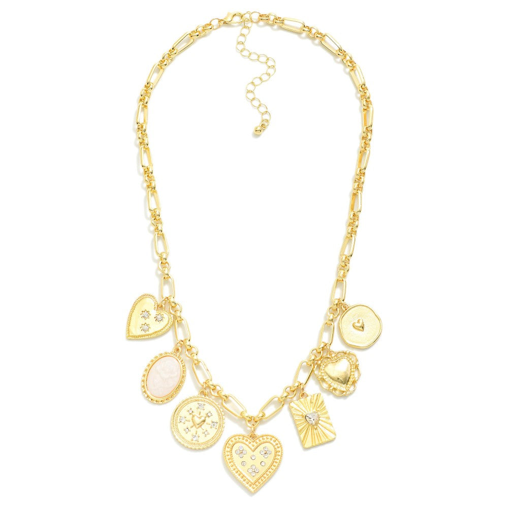 Rhinestone Gold Charm Necklace