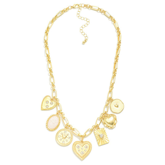 Rhinestone Gold Charm Necklace