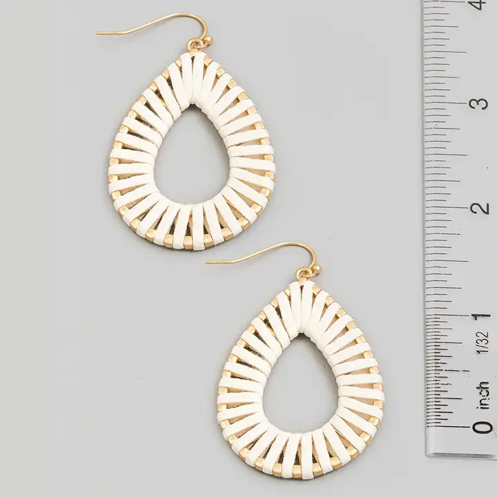 LEATHER WRAPPED IVORY HOOP EARRINGS