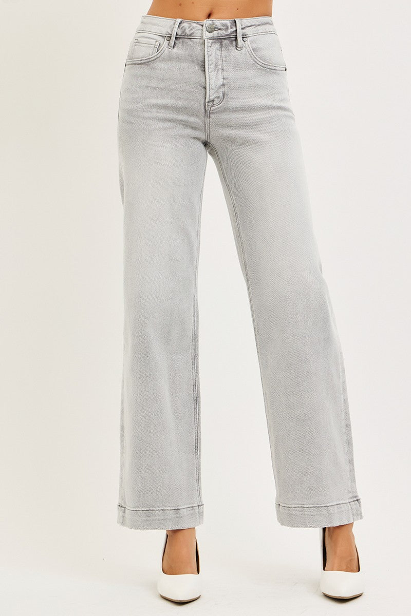 Risen Lt Grey High Rise Wide Jeans PSA21585
