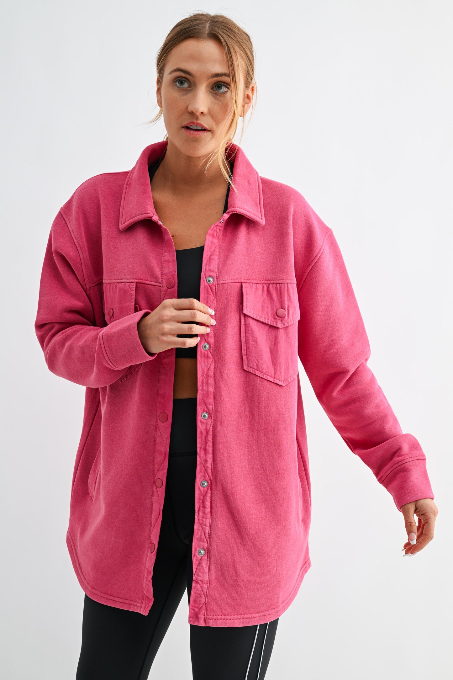 Plum Pink Snap On Shacket