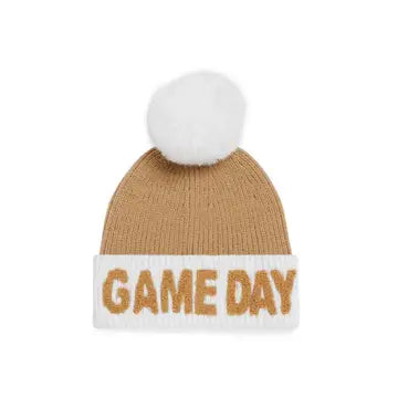 Tan and White Game Day Pom Hat