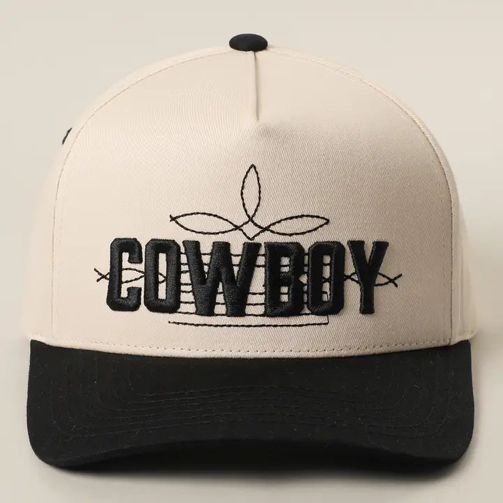 Black/Tan Cowboy Embroidered Trucker Hat