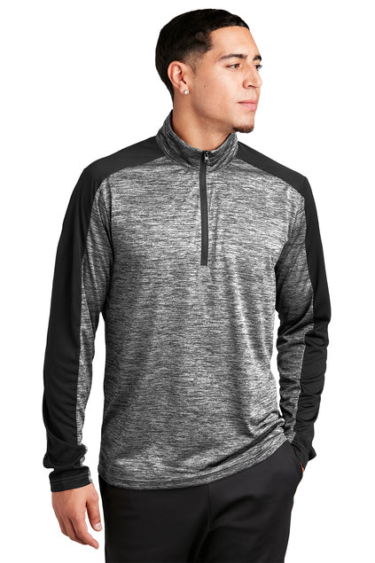 Freedom Golf Sport-Tek® PosiCharge® Black Electric Heather Colorblock 1/4-Zip Pullover