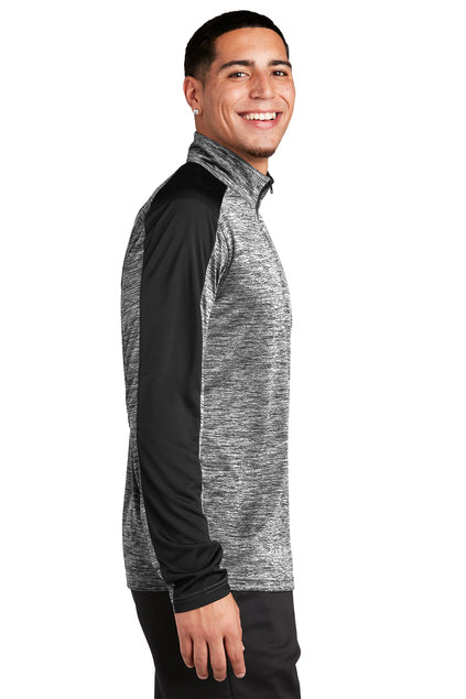 Freedom Golf Sport-Tek® PosiCharge® Black Electric Heather Colorblock 1/4-Zip Pullover
