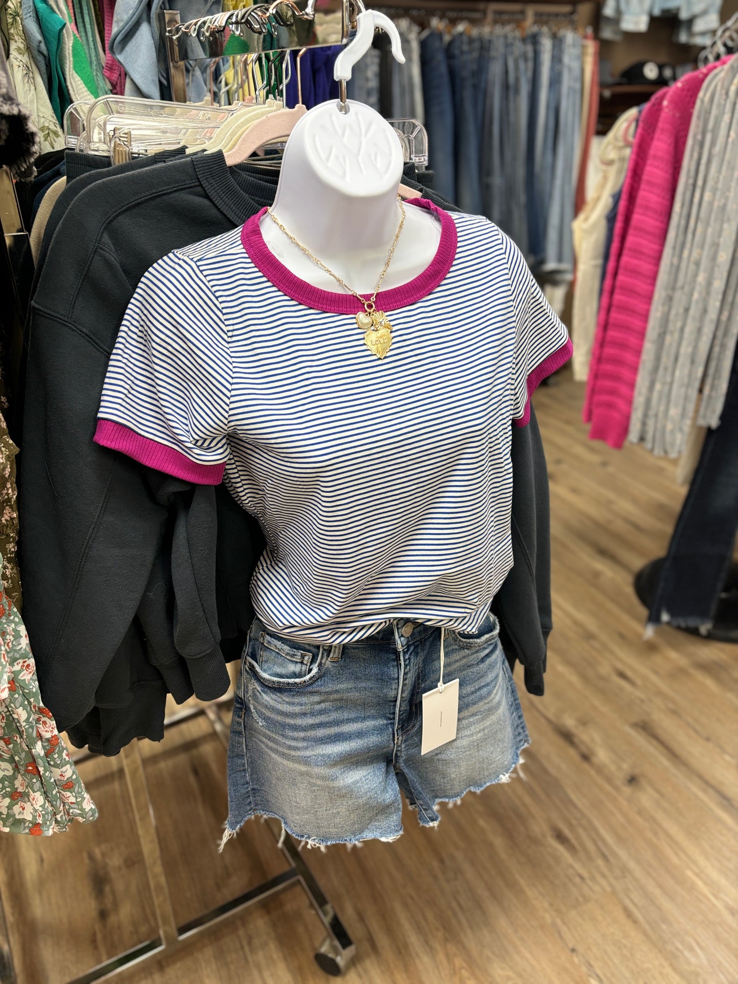 Royal/Magenta Color Trimmed Short Sleeve