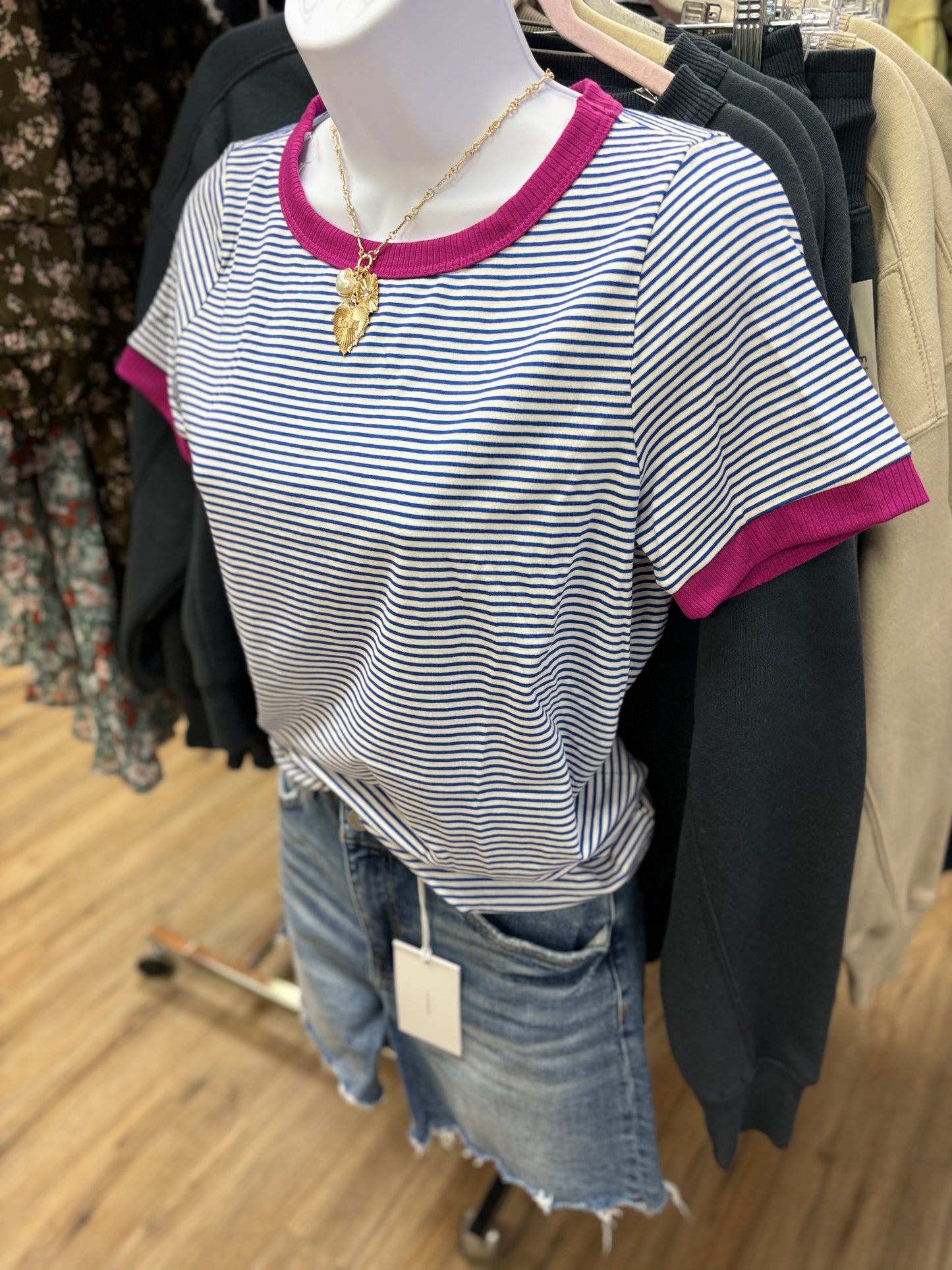 Royal/Magenta Color Trimmed Short Sleeve