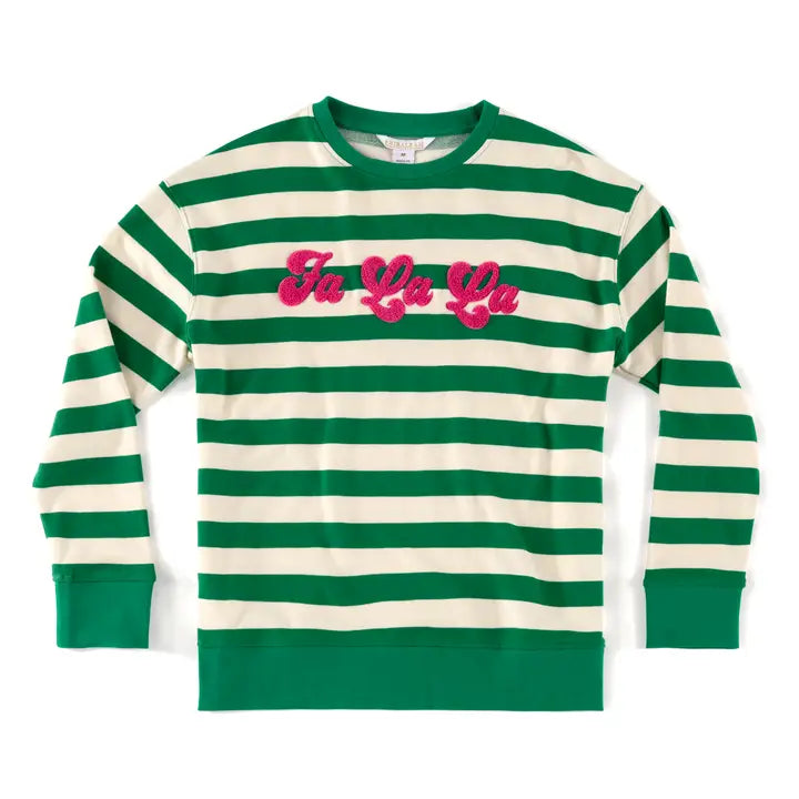 Green/Ivory Fa La La Stripe Crew