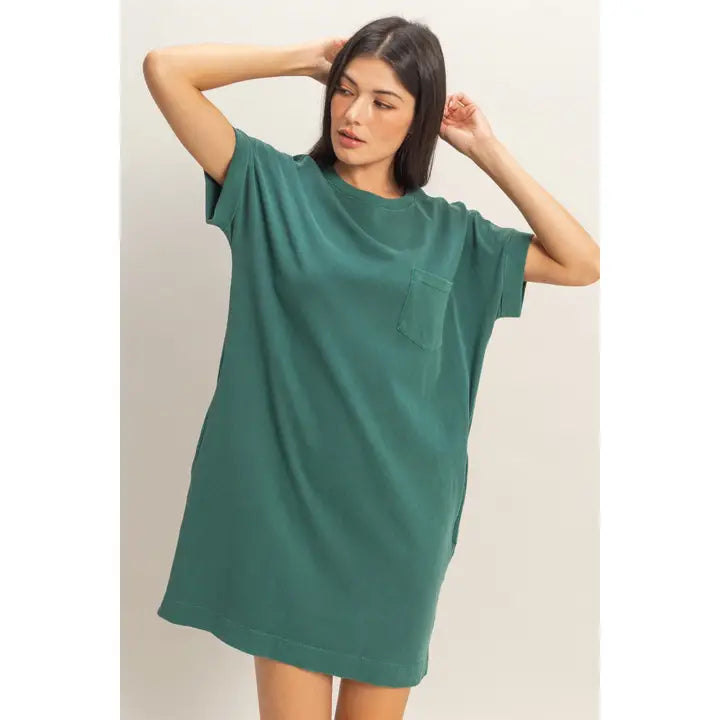 Dusty Teal T Shirt Mini Dress