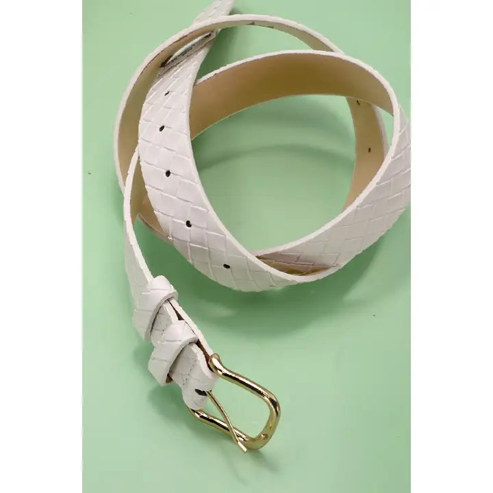 Braided Weave White Belt