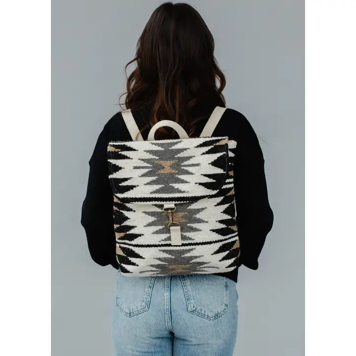 Cream, black & gray Aztec backpack 