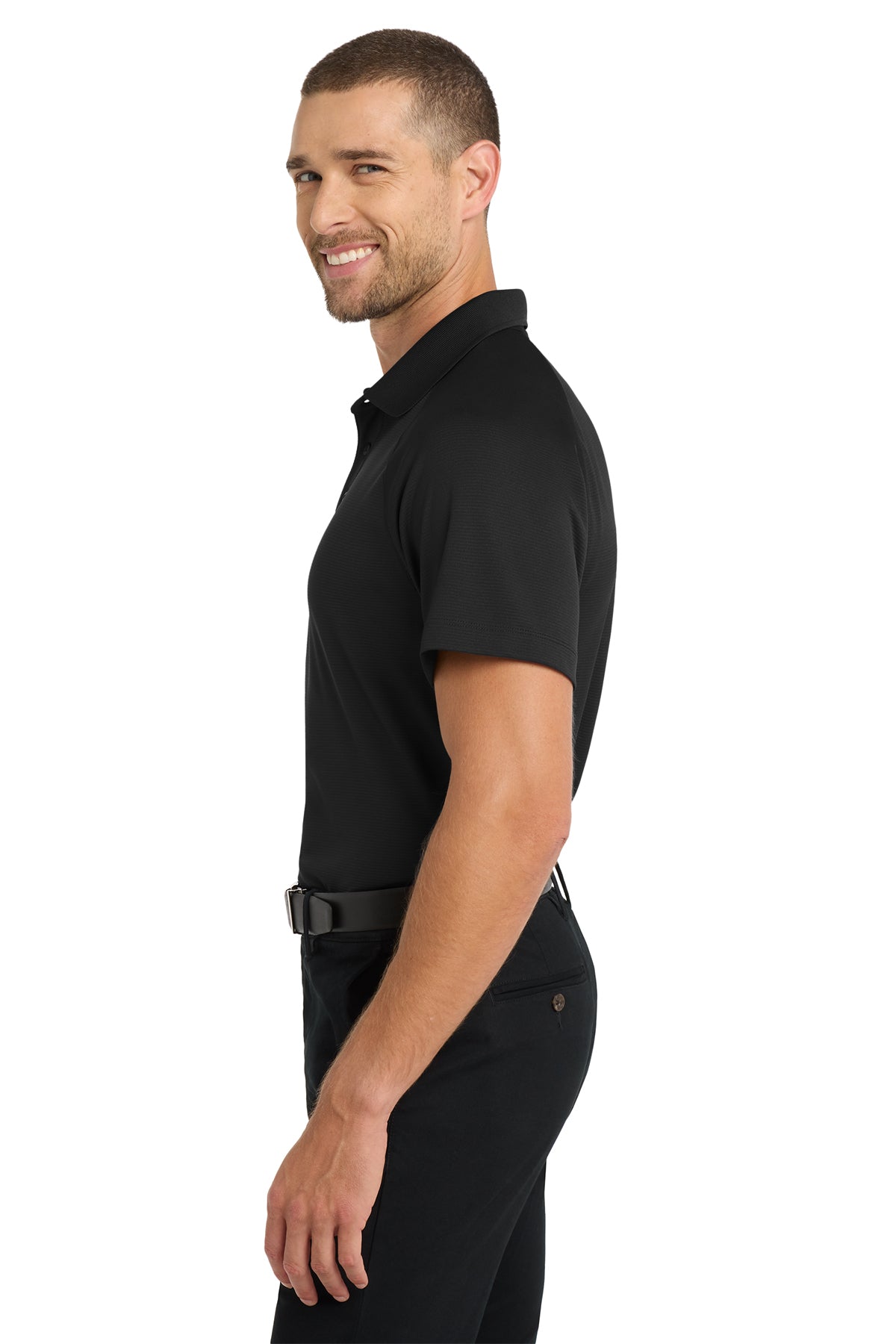 Port Authority® Crossover Raglan Black Polo ~ Men's