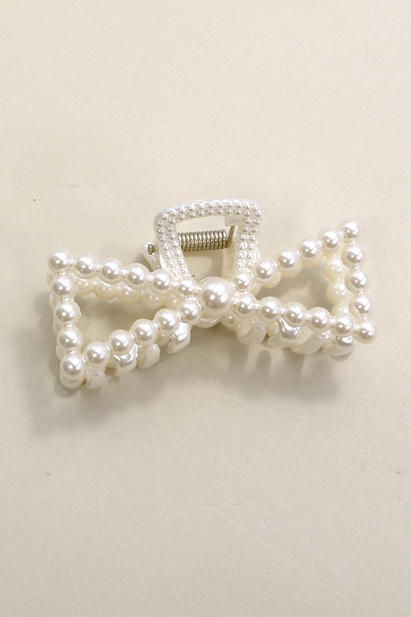 Pearl Bow Claw Clip-Medium