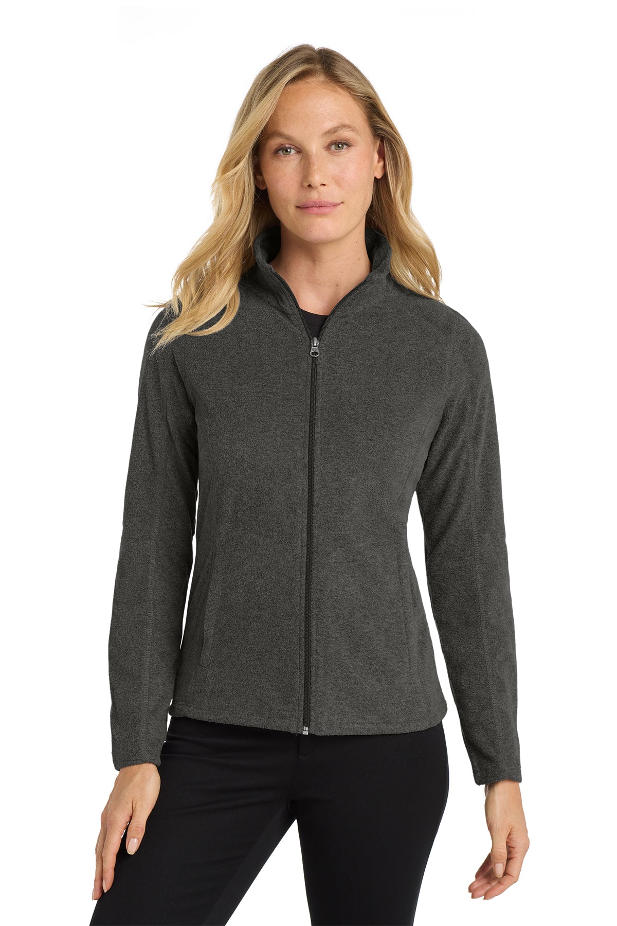 Black Charcoal Heather Port Authority Micro Fleece Jacket ~ Ladies