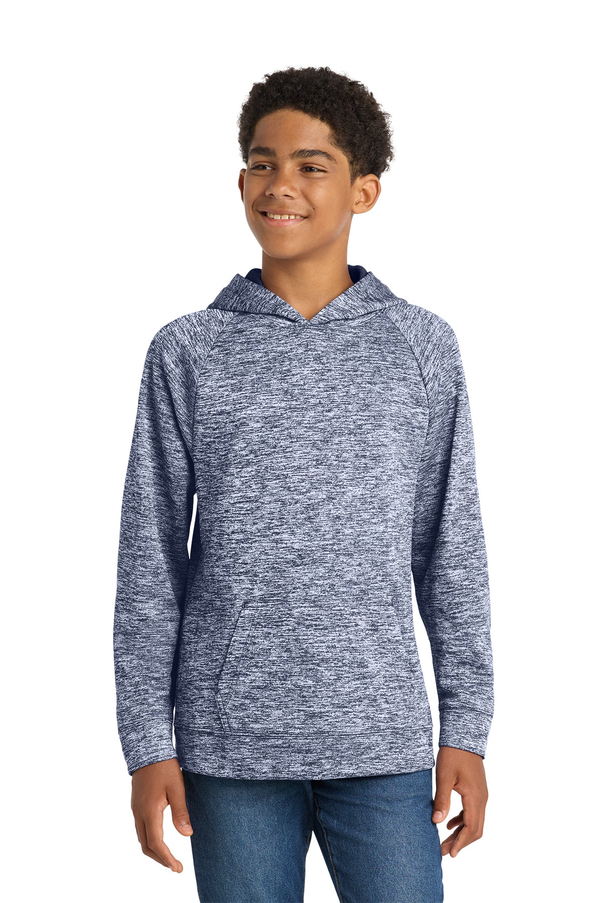 St. Nick's Sport Tek Electric Heather Navy Colorblock Hoodie ~ Youth