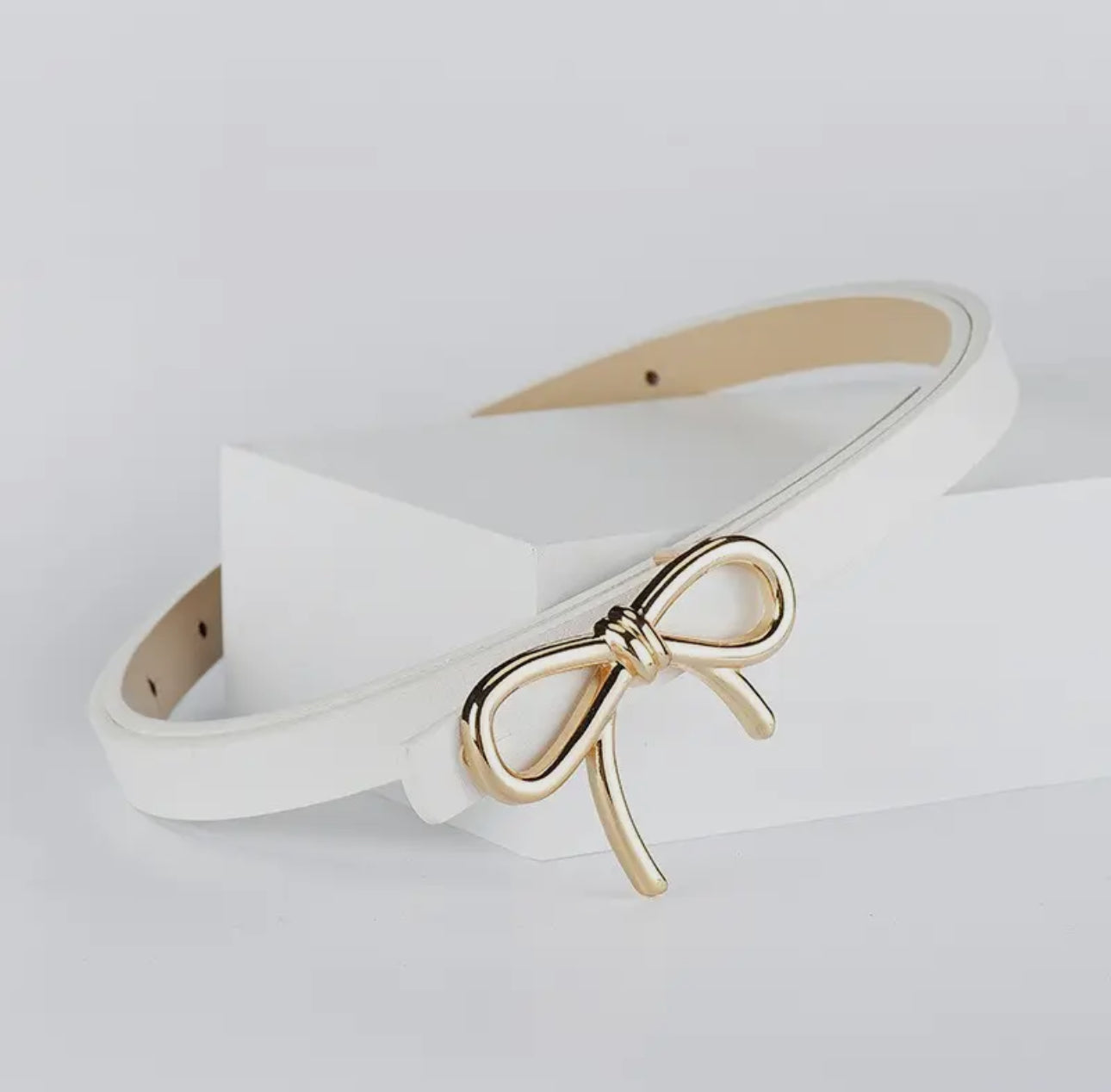 White Bow Smooth Belt