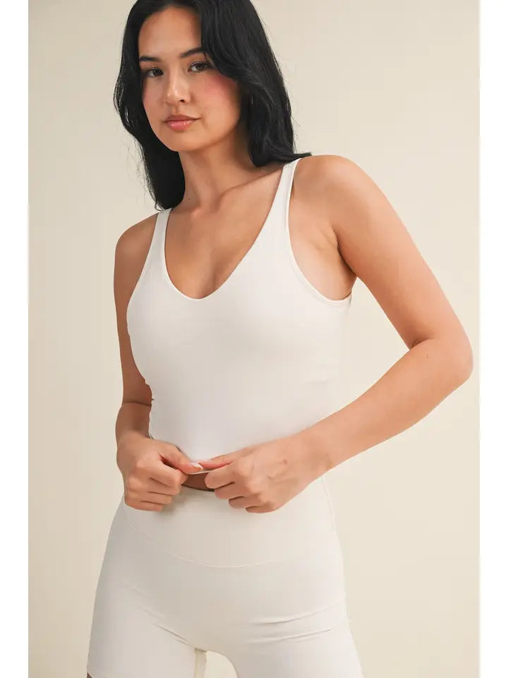 Cream Aligned Performance Crop Top