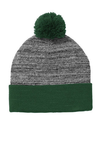 Sport-Tek ® Heather Pom Pom Beanie~ Heather Forest