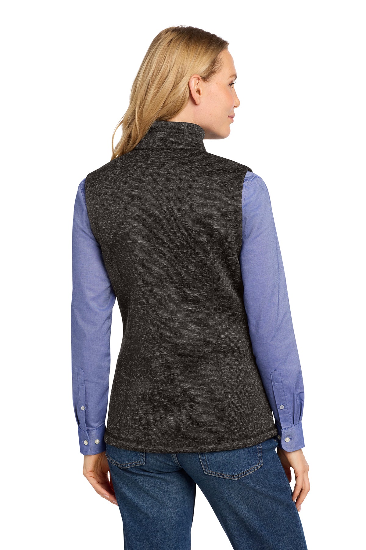 Heather Black Port Authority Sweater Fleece Vest ~ Ladies