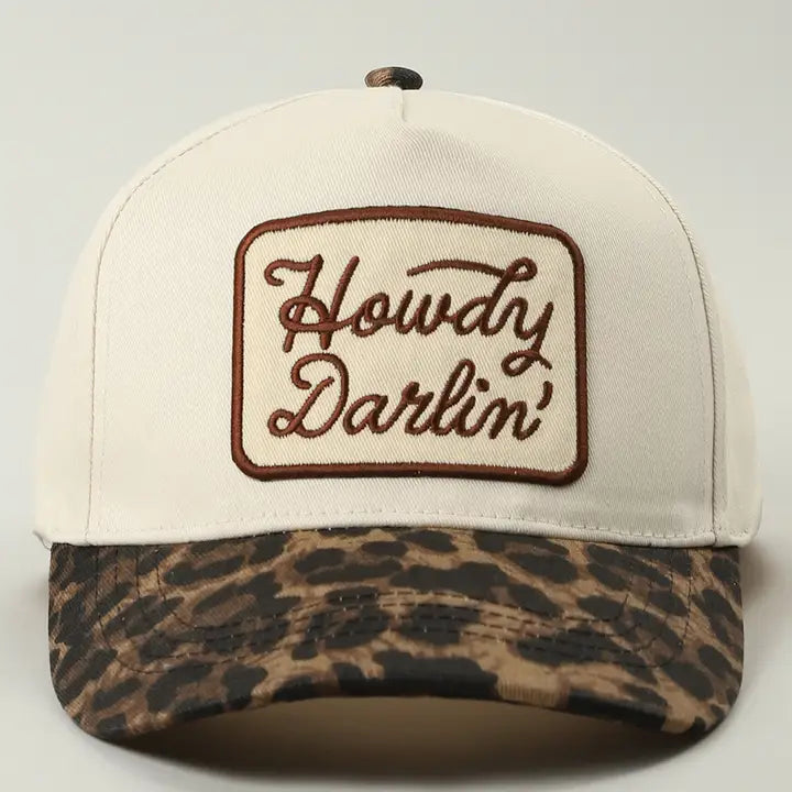 Howdy Darlin' Embroidered Leopard Brim Trucker Hat **RESTOCKED**
