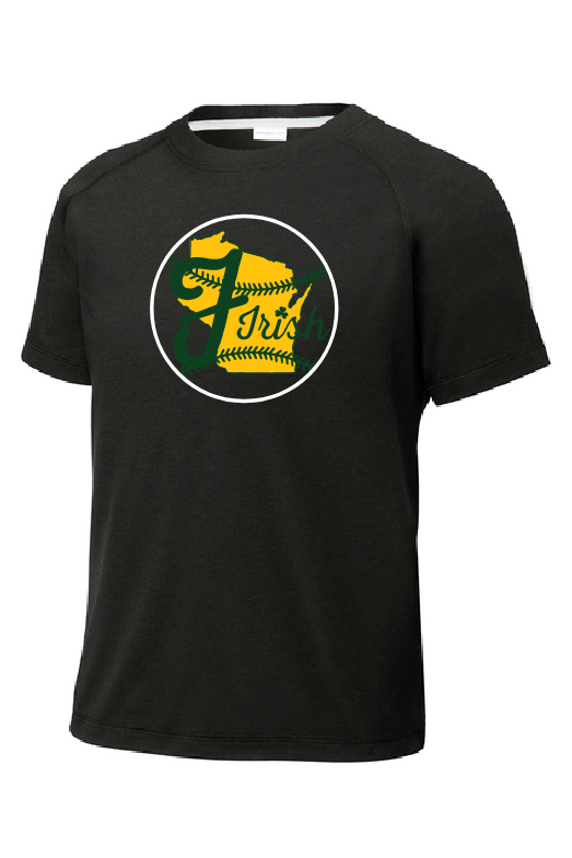 Freedom Irish Baseball Sport-Tek Youth PosiCharge Tri-Blend Wicking Bkack Raglan Tee ~YOUTH