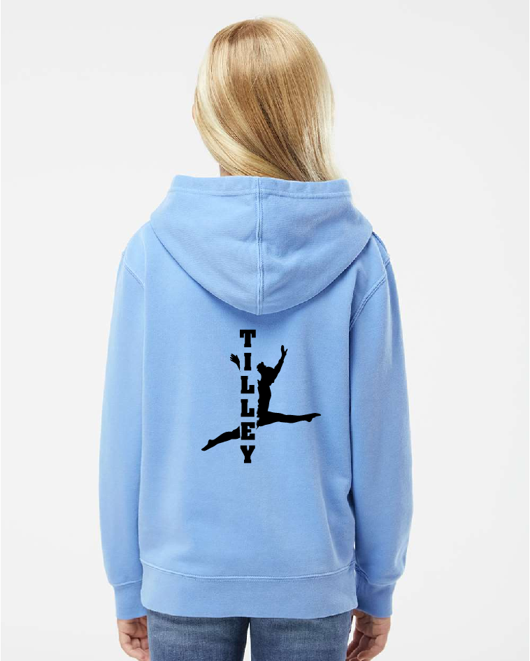 PERSONALIZED Gymnastics Independant Youth Pigment Dyed Hoodie ~ Several Colors