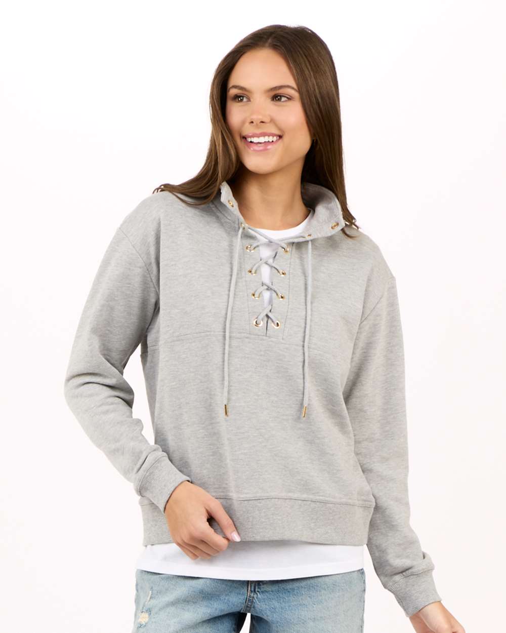 Freedom PAC Fundraiser Boxercraft Grey Lace Up Pullover~ Ladies