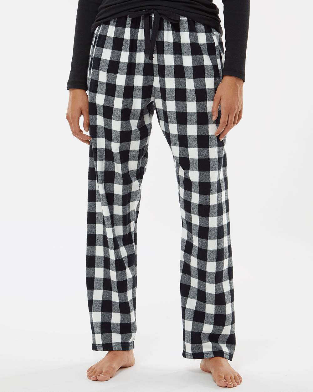 Sunrise Elementary Black Buffalo Plaid Flannel Pants~ Ladies