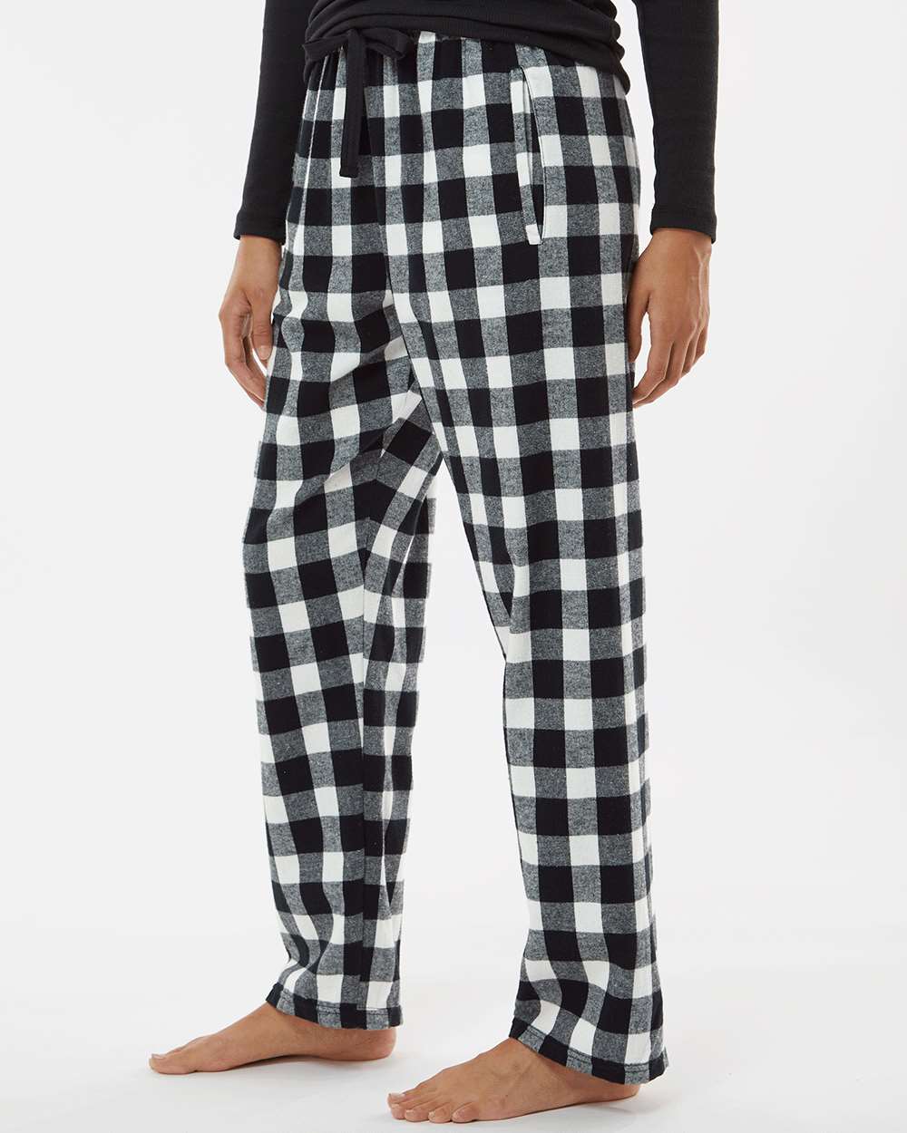 Sunrise Elementary Black Buffalo Plaid Flannel Pants~ Ladies