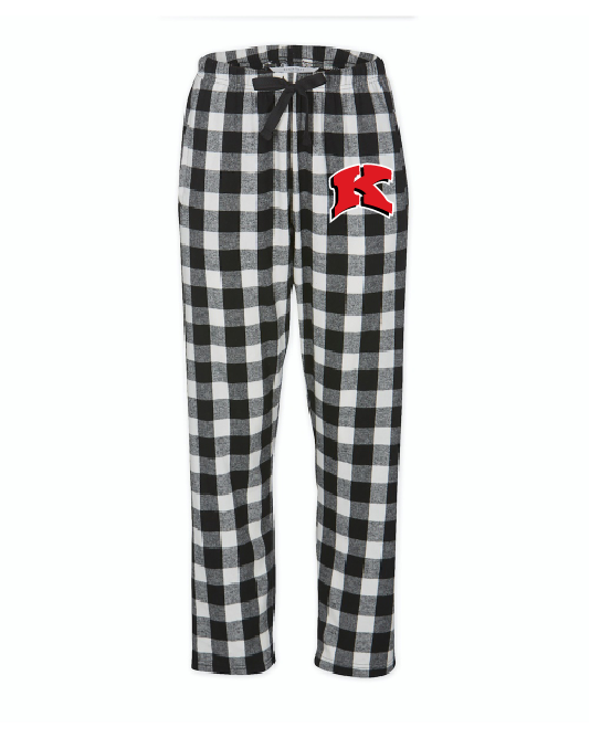 Sunrise Elementary Black Buffalo Plaid Flannel Pants~ Ladies
