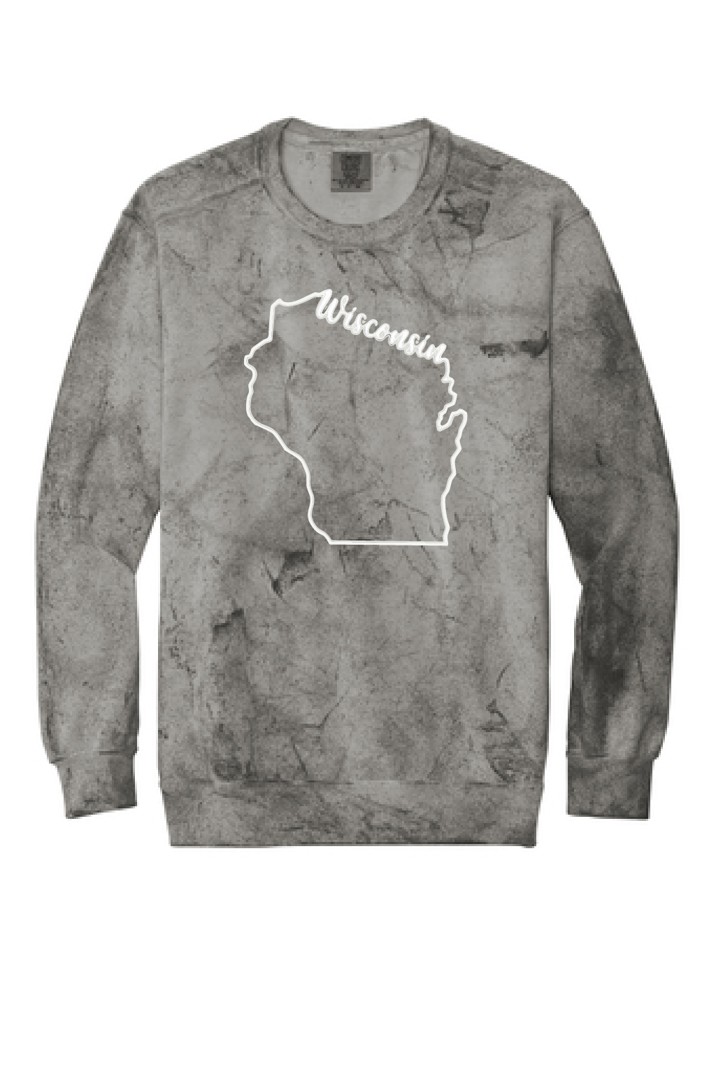 Comfort Colors Smoke Colorblast Crewneck in Wisconsin Designs