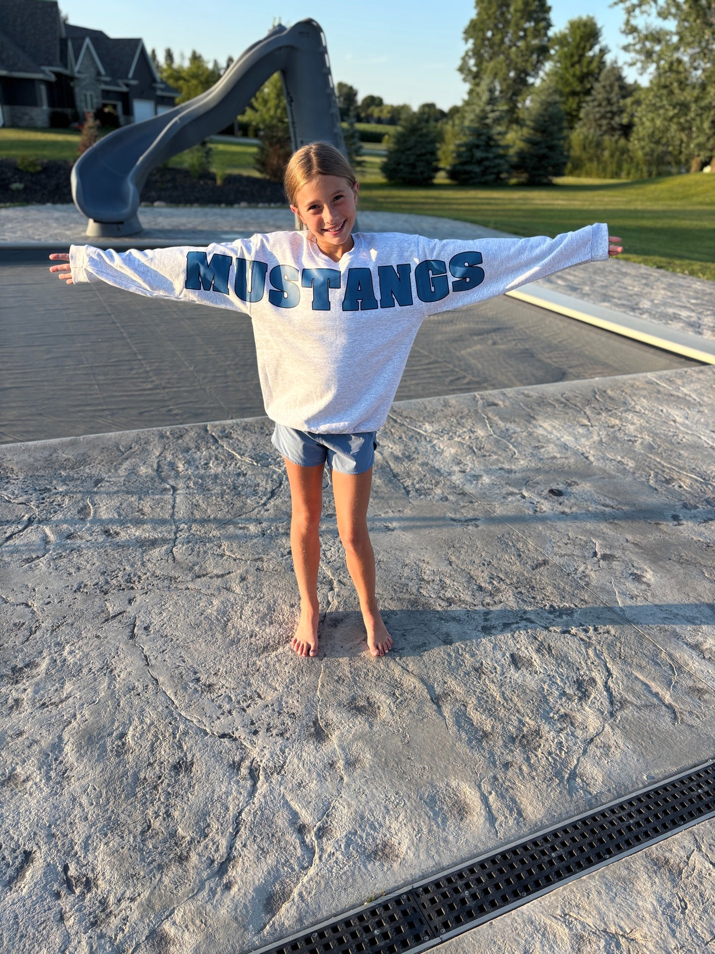 Little Chute Mustangs Wingspan Ash Gildan Crew Youth/Adult