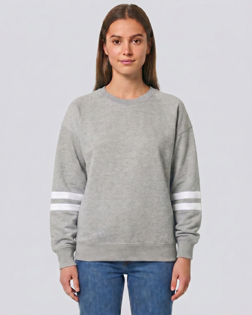 Seymour Thunder Enza Varsity Stripe Grey Crew~ Ladies