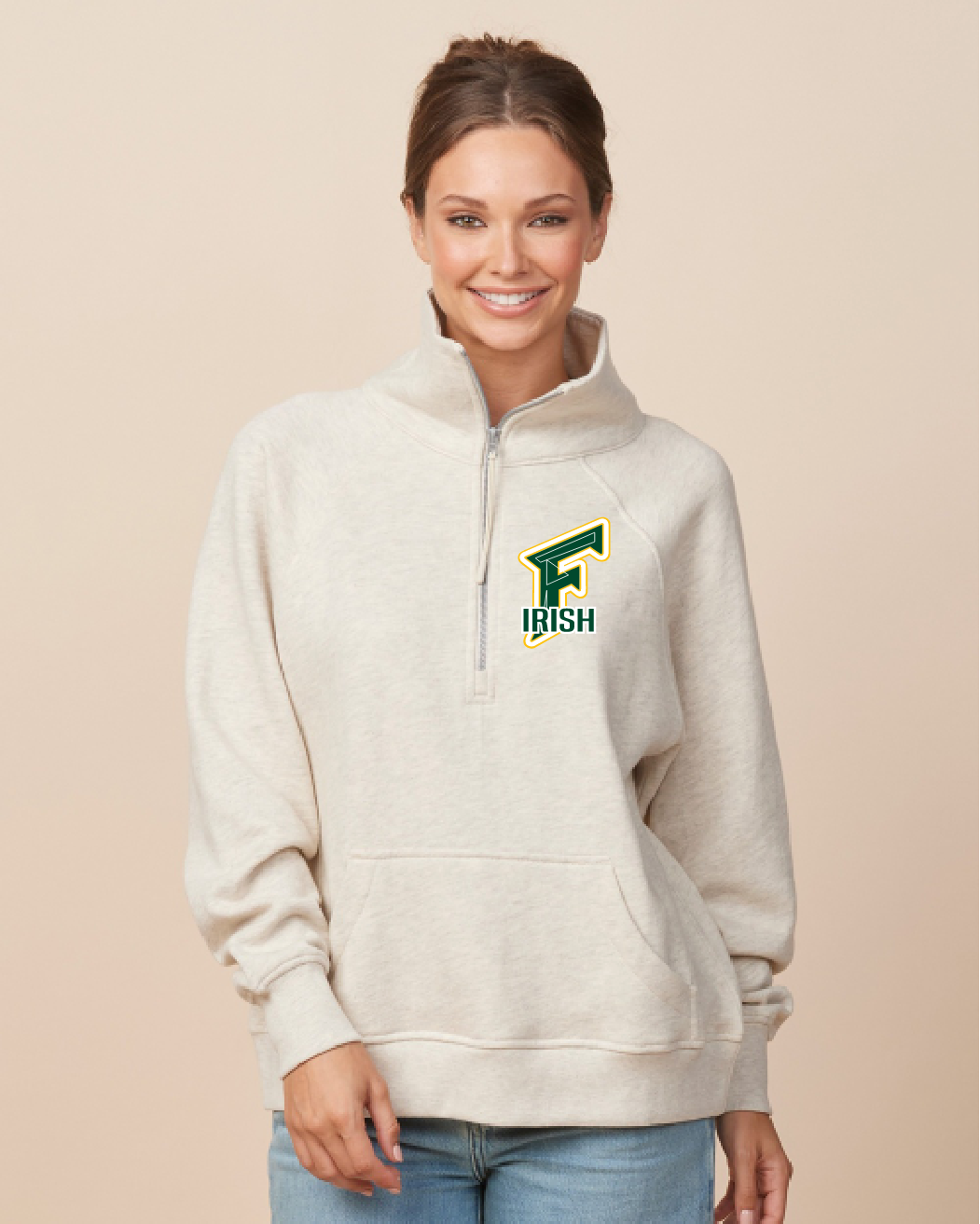 Freedom Left Chest with Vertical Sleeve Print Ladies 1/4 Zip ~ 2 Colors