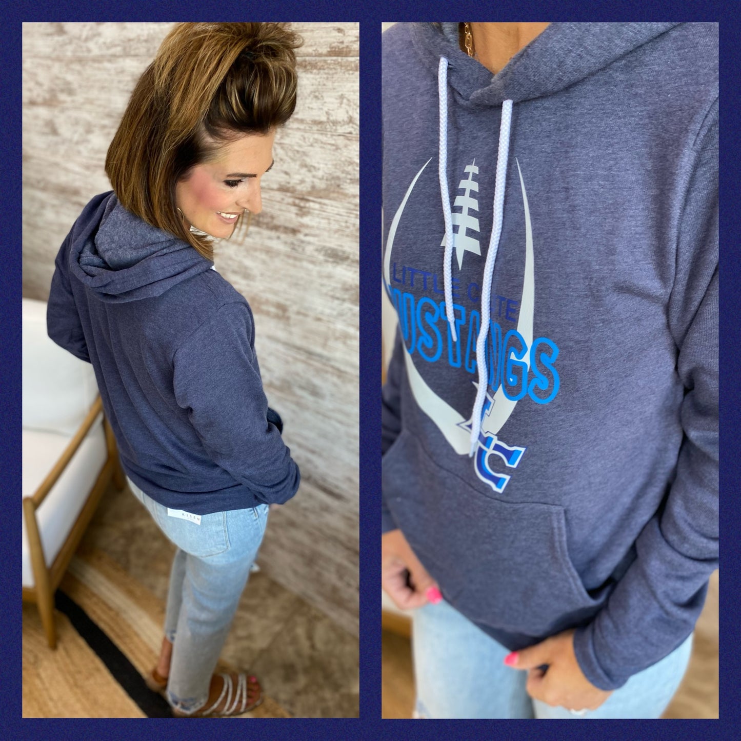 Little Chute Mustang Football Navy Hoodie