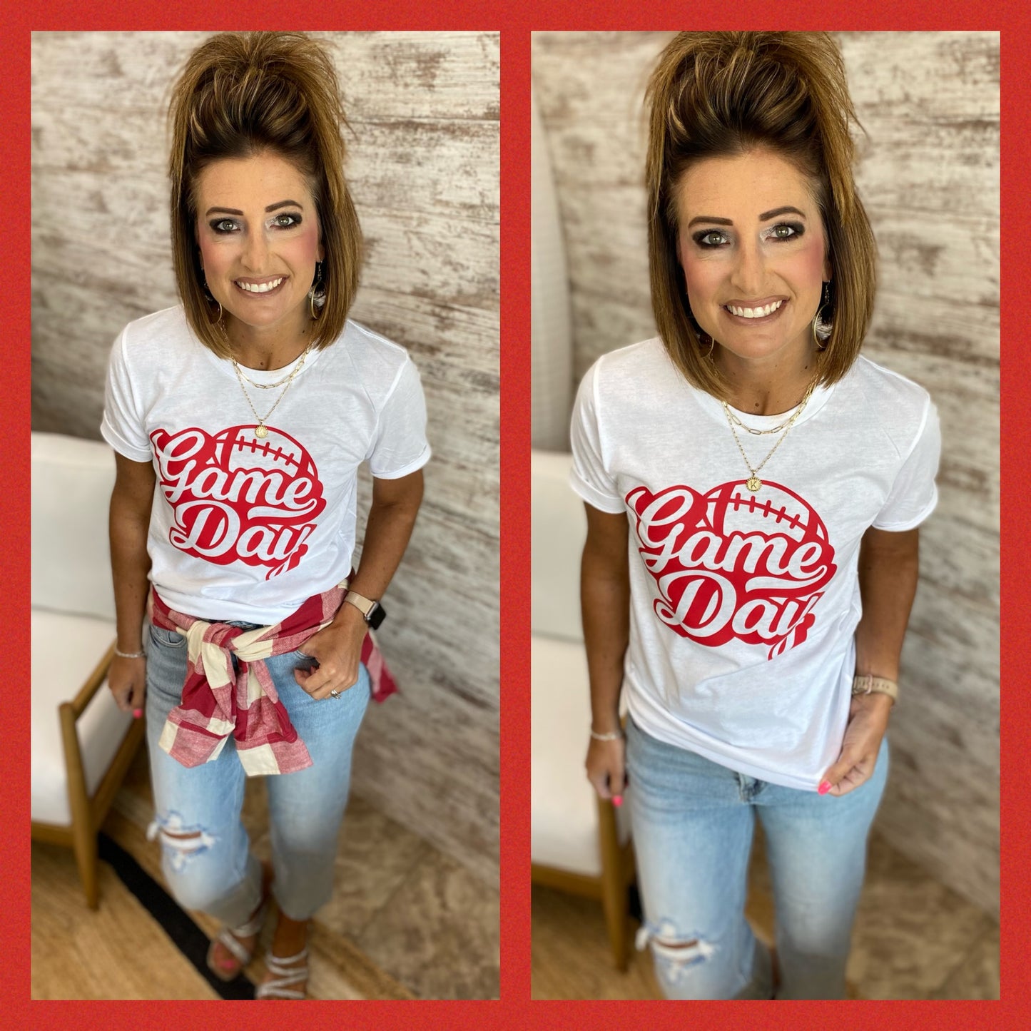 90's Retro Game Day Football Tee~ 4 Colors