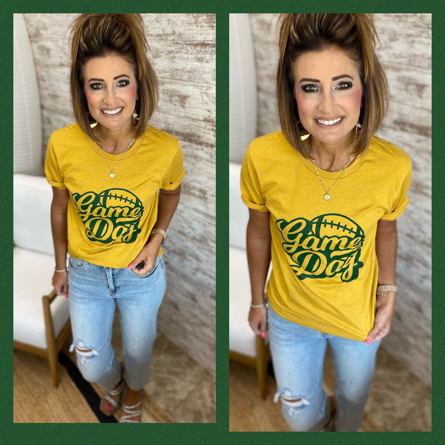 90's Retro Game Day Football Tee~ 4 Colors