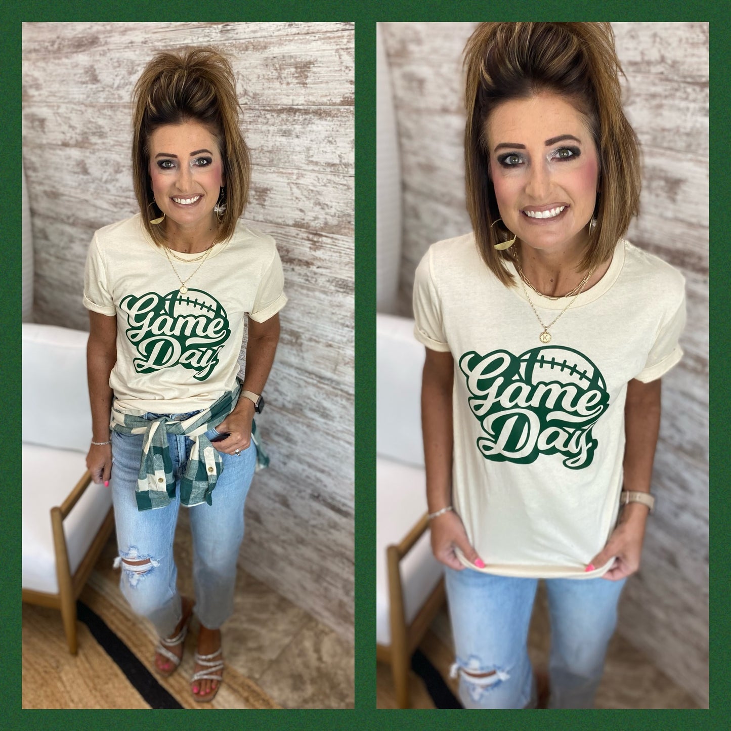 90's Retro Game Day Football Tee~ 4 Colors