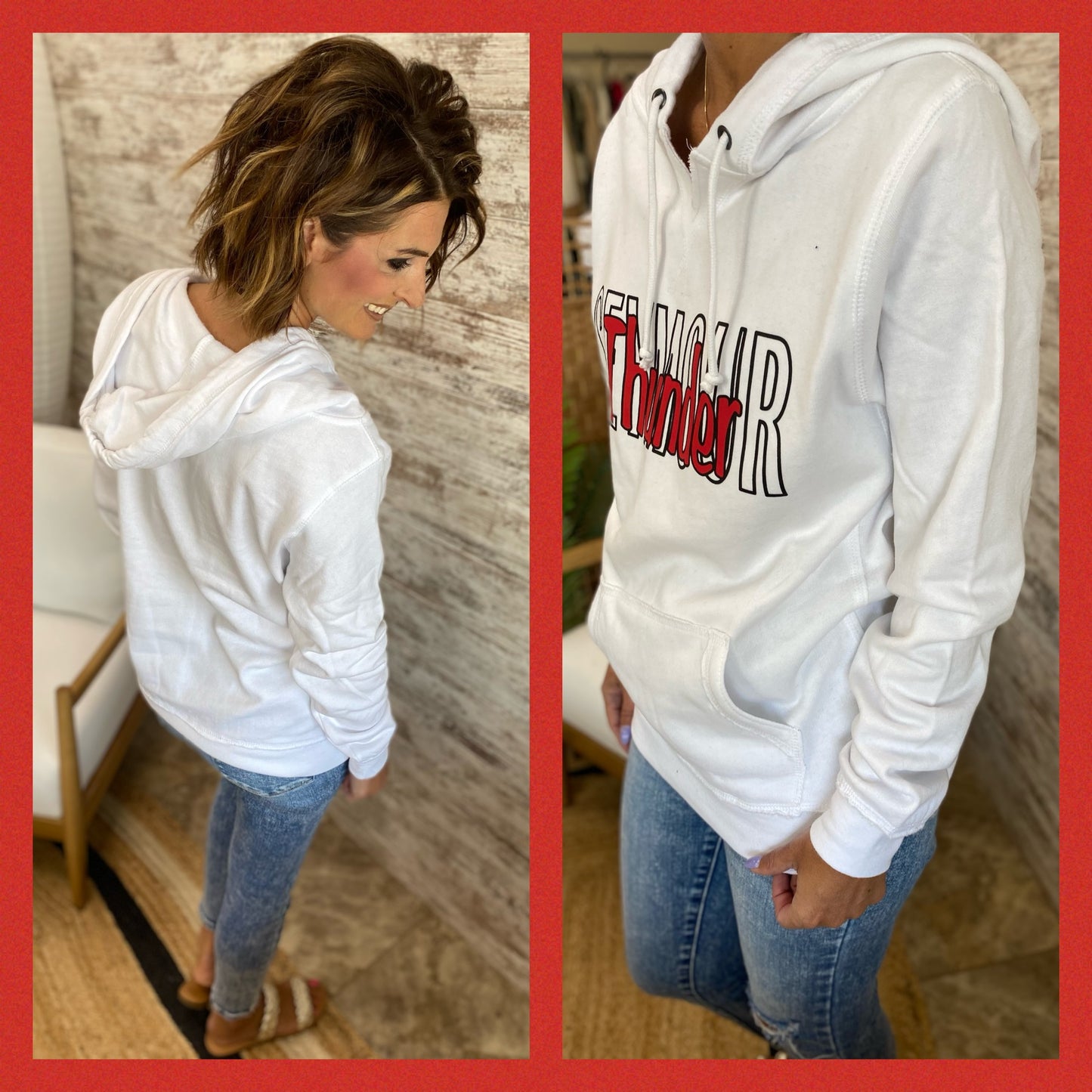 Seymour Thunder White Enza V Notch Hoodie