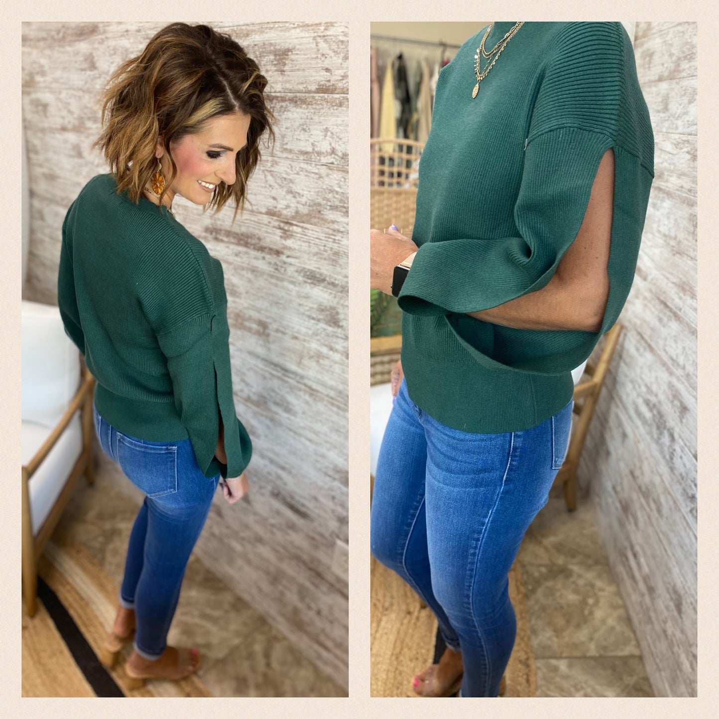 Emerald Slit Knit Sweater