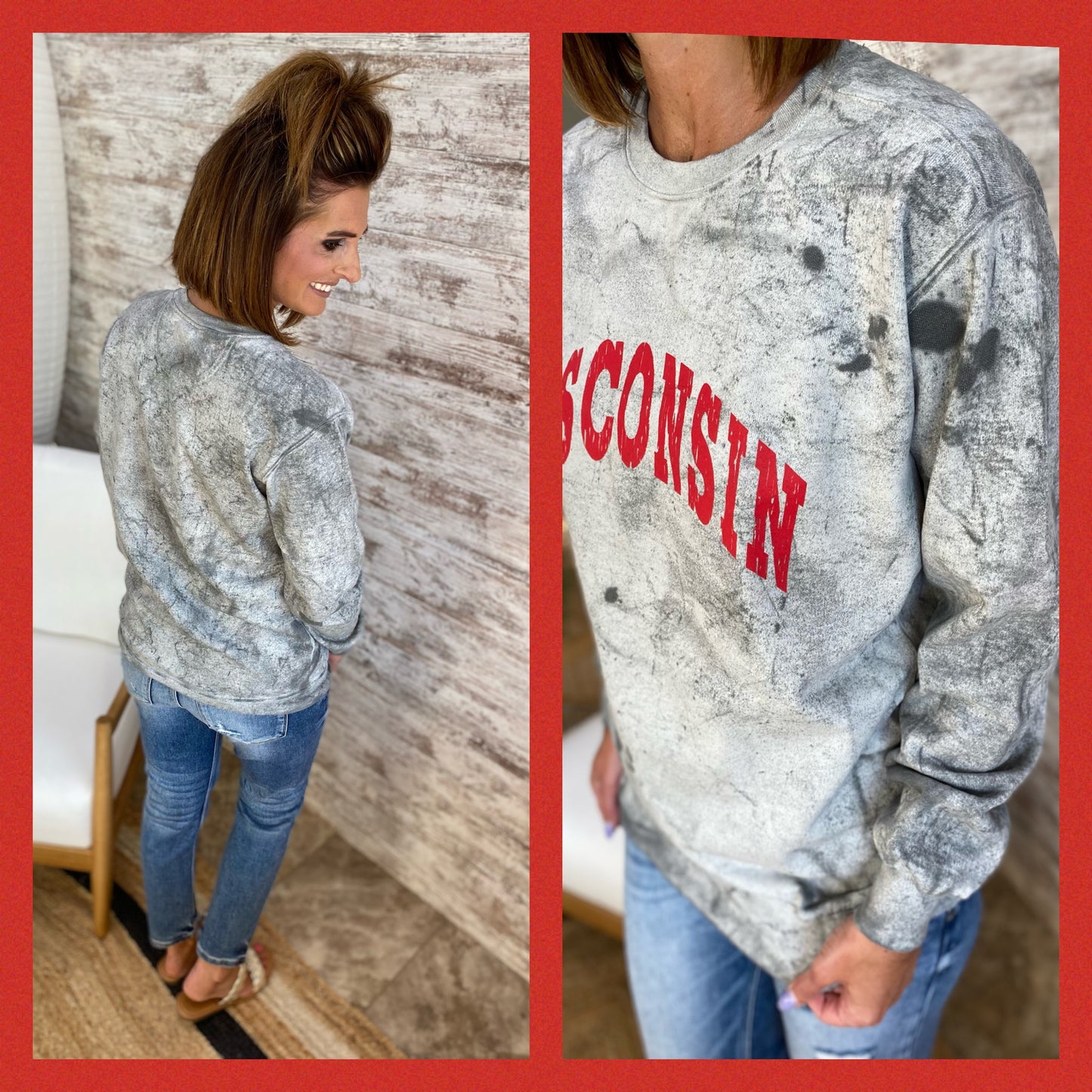 Wisconsin Smoke Colorblast Crewneck