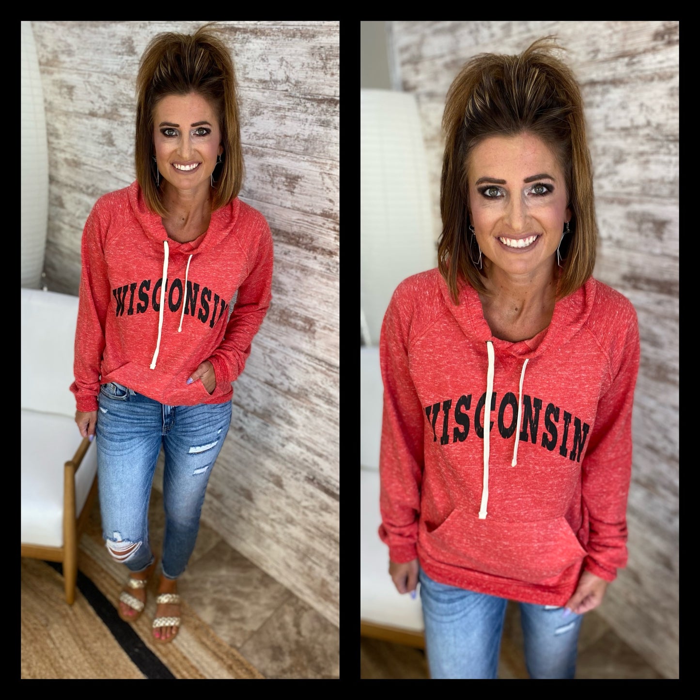 Wisconsin Heather Red Jerzee Hoodie