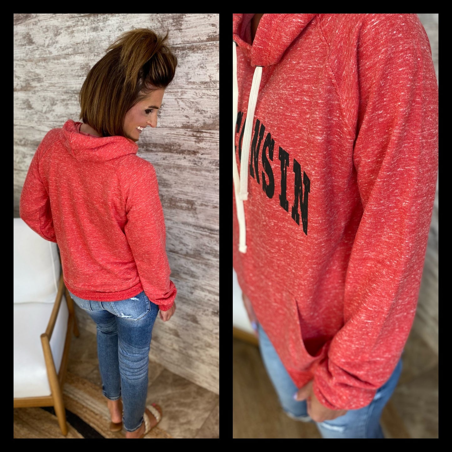 Wisconsin Heather Red Jerzee Hoodie