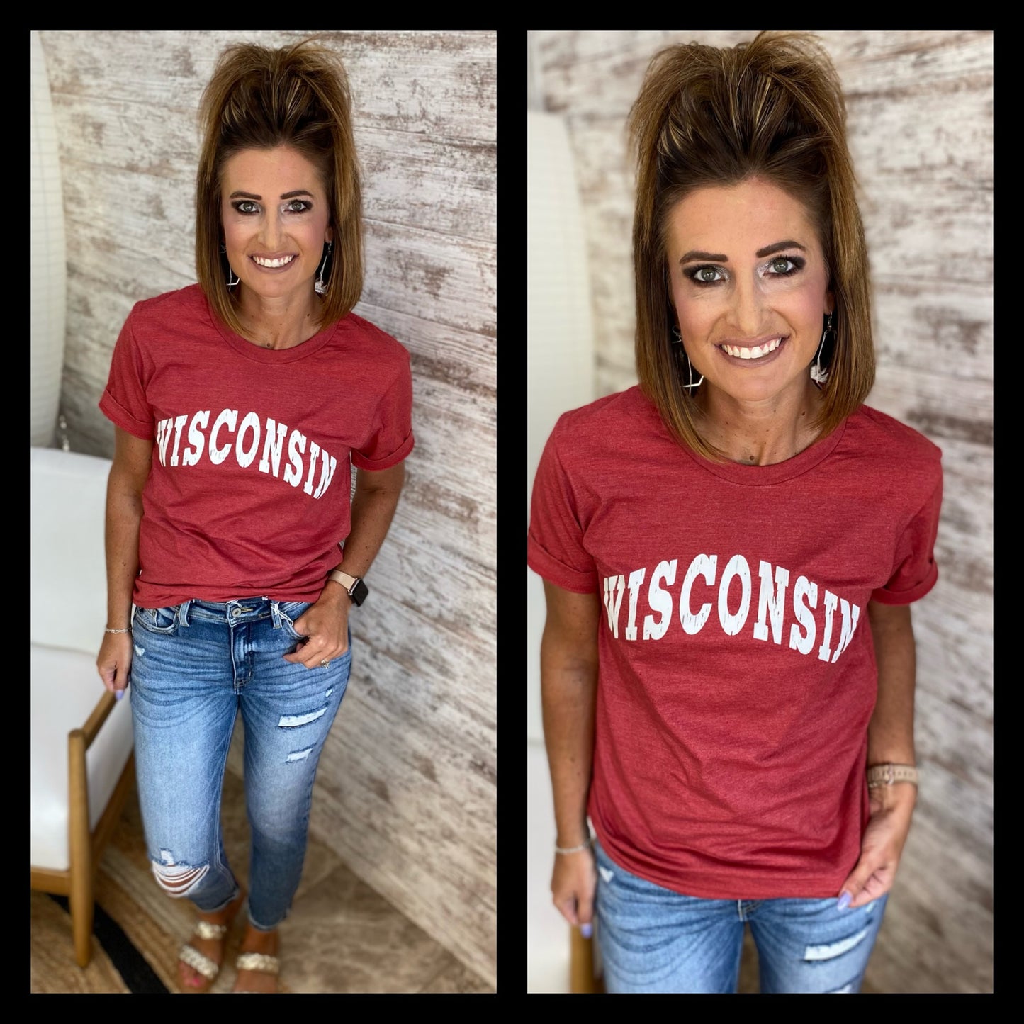 Wisconsin Red Canvas Bella Tee
