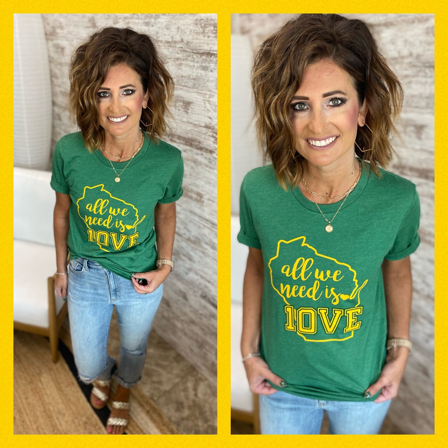 All We Need is 10VE Heather Grass Green Tee**Final Sale**