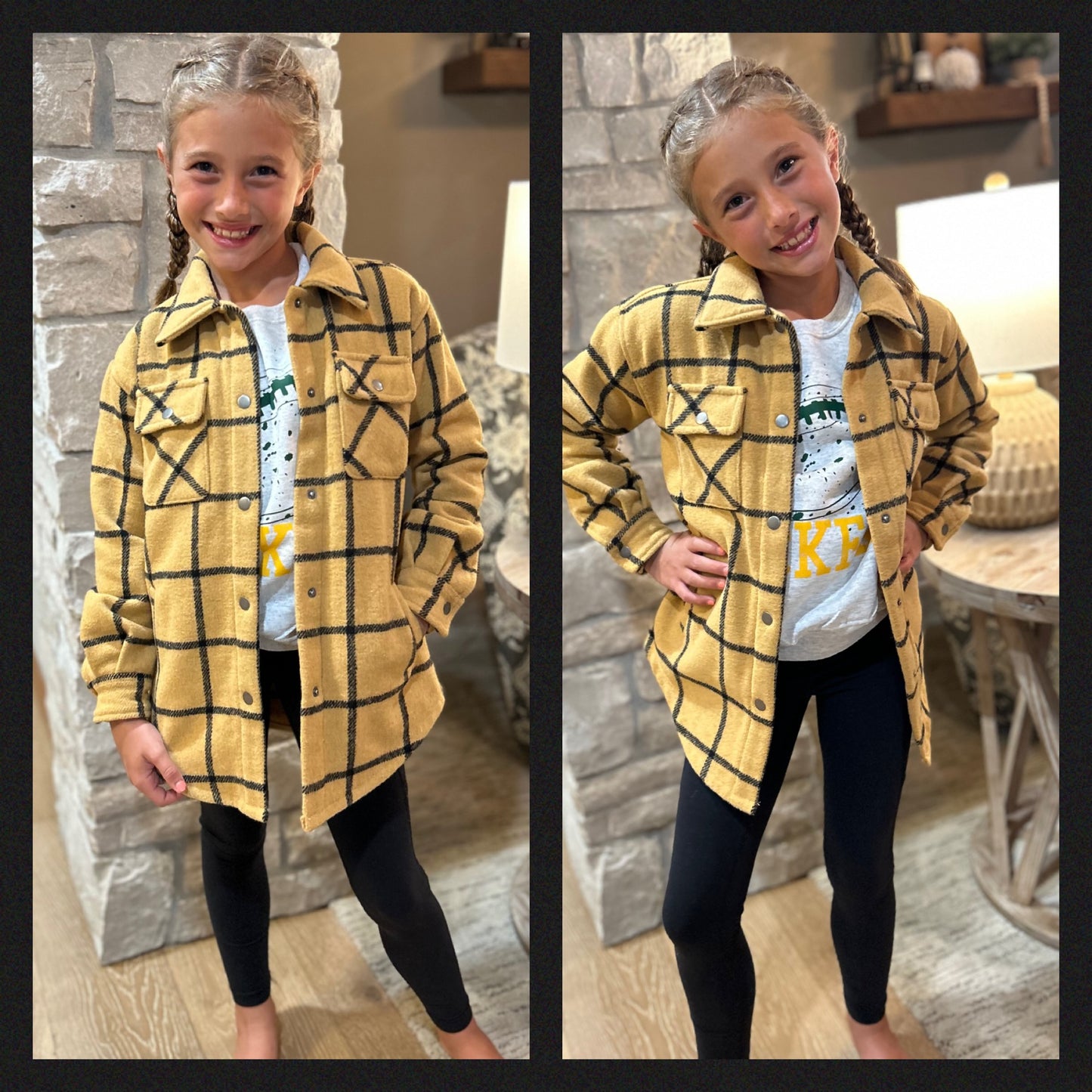 Youth Tan Plaid Shacket