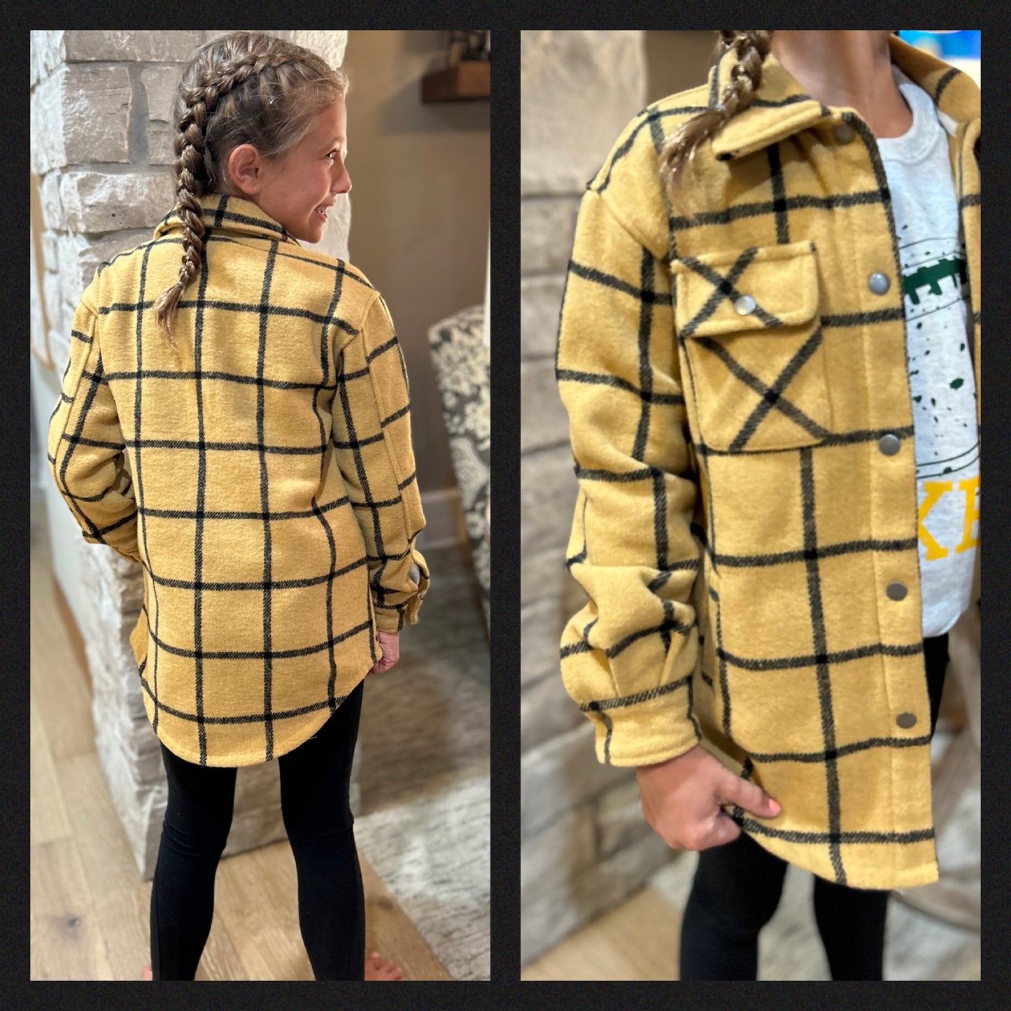 Youth Tan Plaid Shacket