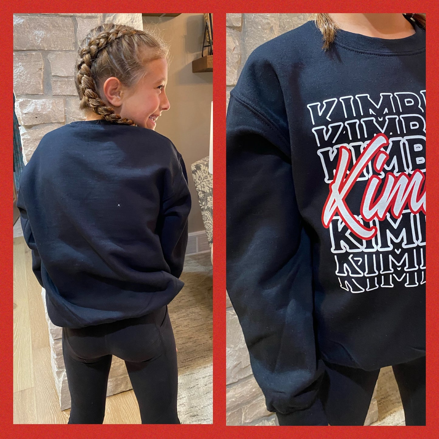 Kimberly Youth Black Crewneck